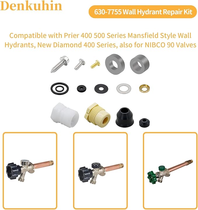 630-7755 Wall Hydrant Repair Kit Compatible with Outdoor Faucet Mansfield 300 400 500 Series Wall Hydrant Service Kit Pressure Vacuum Breaker (2 Sets)