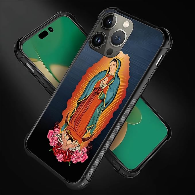 for iPhone 11 Pro Case, Red Virgen Guadalupe Pattern Made of Soft Silicone Hard Acrylic Shock Protection for iPhone 11 Pro