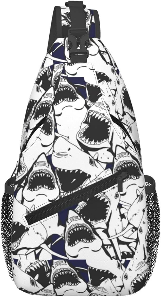 Shark Sling Bag For Women Men Fashion Backpack Crossbody Shoulder Bag Sling Backpack Chest Bag Travel Hiking Casual Sport Daypack