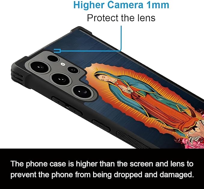 for Samsung Galaxy S24 Ultra Case, Red Virgen Guadalupe Pattern Graphic Design Girl Boy Soft Silicone Hard Acrylic Shock Protection for Samsung Galaxy S24 Ultra