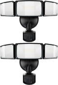 UME 2 Pack 5500LM LED Security Lights Motion Sensor Light Outdoor, 49W, 5000K Daylight, IP65 Waterproof, Dusk to Dawn, 3 Head Motion Detected Flood Light for Garage, Yard, Porch (Black)