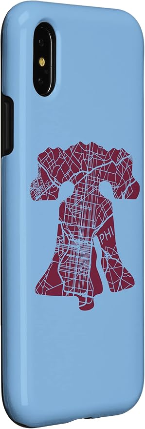 Philadelphia Street Map Liberty Bell Vintage Maroon Philly Case for iPhone X/XS