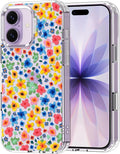 MOSNOVO for iPhone 17 Case | Military Grade 6.6ft Drop Tested | Camera Control | Clear with Little Flowers Design