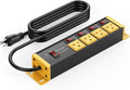 CCCEI Heavy Duty Surge Protector Power Strip 20 Amp Individual Switches. 12FT 12 Gauge Extension Cord with Multiple Outlets. Kitchen, Garage, Shop, Industrial Wall Mount Electric Extender, Yellow.