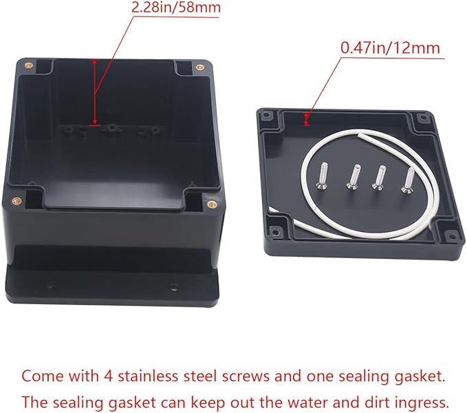 Project Box ABS Black Electrical Boxes IP65 Outdoor Waterproof Box Electronic Junction Box Fixed Ear Power Enclosure with Cable Glands for DIY Project 4.72x4.72x2.95 inch (120x120x75mm)