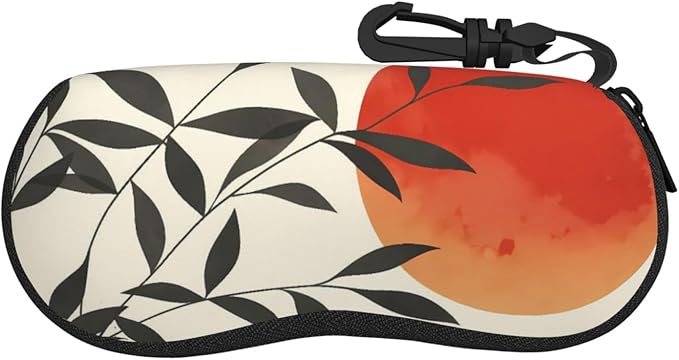 Watercolor Orca Whale Glasses Case Neoprene Portable Zipper Eyeglass Bag With Hook