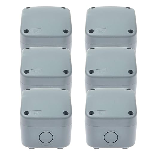Waterproof Junction Box,Nineleaf PVC/ABS Outdoor Junction Box Electrical,3 1/4 inch x 2 3/4 inch x 2 1/4 inch (86x74x62mm),Exterior Device Box,Universal Electrical Project Enclosure Box,Grey,6PK