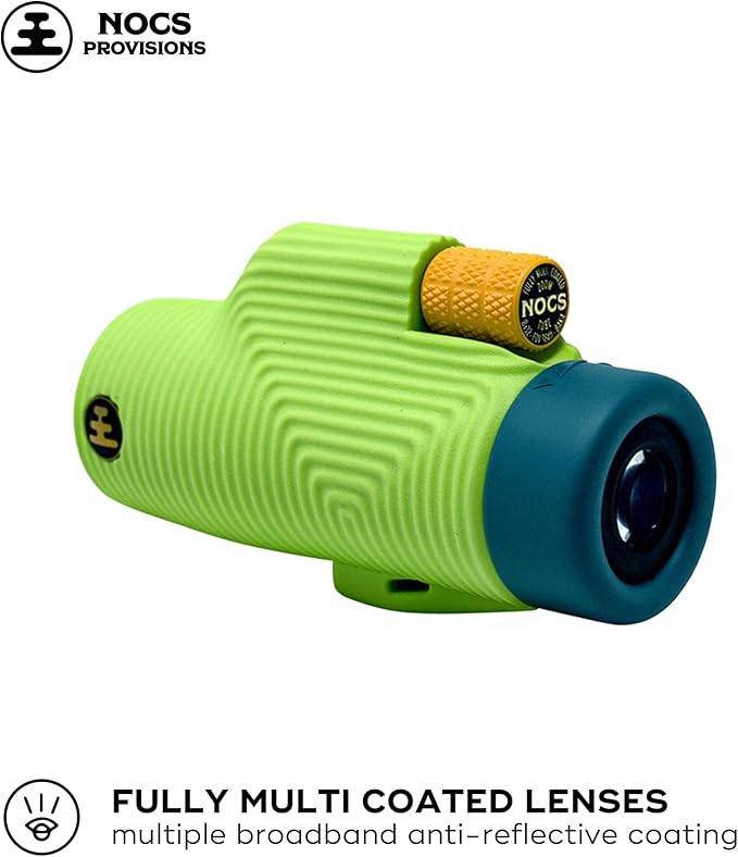 Nocs Provisions Zoom Tube 8x32 Monocular, 8X Magnification Telescope, Bak4 Prism, Wide Field of View for Bird Watching, Backpacking & Wildlife Viewing - Chartreuse Green