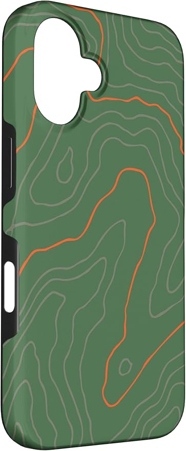 Backcountry Topo Guide Orange Lines Topographical Map Case for iPhone 16
