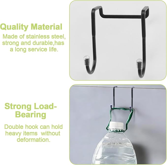 Over Cabinet Double Hooks, 4Pcs Over Cupboard Door Towel Hanger Multi-Purpose S-Shaped Hooks for Kitchen,Bathroom (Black, Carbon Steel)