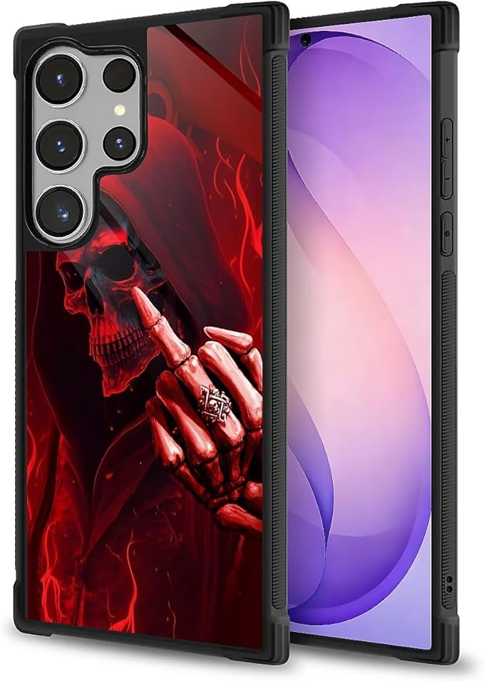 for Samsung Galaxy S26 Ultra Case,Graphic Design for Girl Boy Soft Silicone Hard Acrylic Shock Protection Designed for Samsung Galaxy S26 Ultra Gestures Funny Skull Pattern