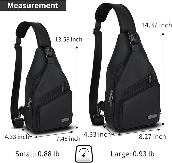 AMJ Crossbody Sling Bag Men Women, Casual Shoulder Backpack, Chest Daypack Satchel for Hiking Travel