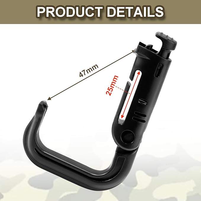 6 Pack 2.12“ Tactical Locking D Ring Plastic Carabiner Backapck Molle Hook Clip for Webbing Straps Bag