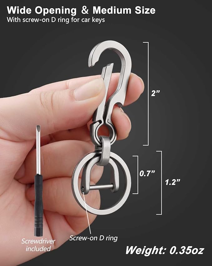 PJYTAC Key Chain Clip Titanium Carabiner Keychain Quick Release Carabiner for Keys Titanium Key Rings Heavy Duty