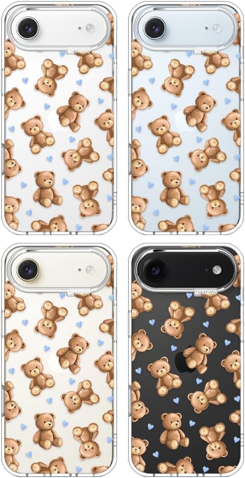 MOSNOVO for iPhone Air Case, Shockproof Military-Grade Protection 6.6ft Drop Tested, Camera Control, Clear Phone Case for iPhone 17 Air, Teddy Mood Design