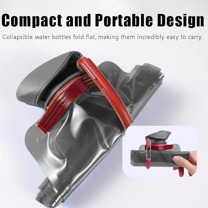 OULIGET Collapsible Water Bottles,Compact Bottle Folds Flat with Carabiner, Flat Water Bottles for Outdoor Sports Camping Traveling Biking,2 Pieces