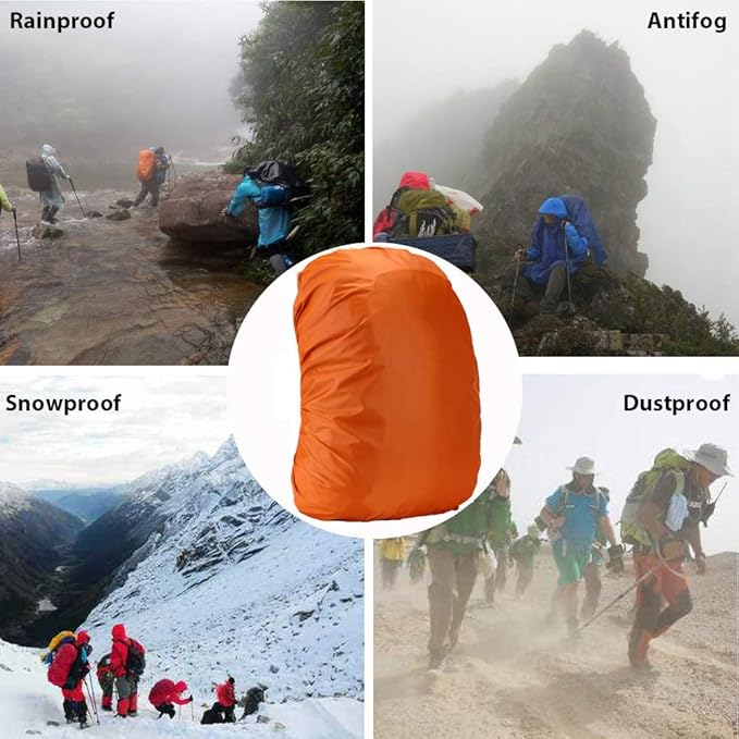 Waterproof Backpack Rain Cover with Anti Slip Buckle Strap for Camping, Hiking, Traveling, Hunting, Biking, 15-80L