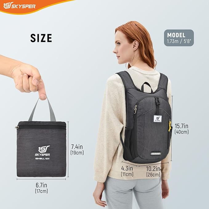 SKYSPER 10L Hiking Backpack Small Foldable Daypack Packable Lightweight Hiking Daypack Travel Day Pack for Women Men