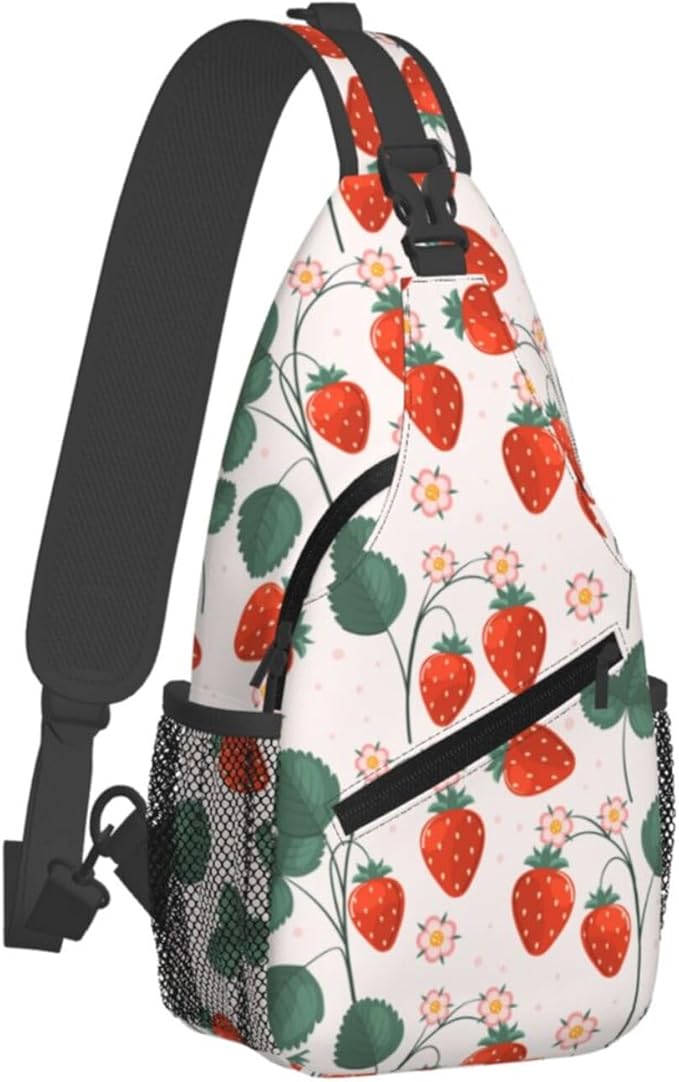 Strawberries Sling Bag For Women Men Fashion Strawberry Backpack Crossbody Shoulder Bag Sling Backpack Chest Bag Travel Hiking Casual Sport Daypack