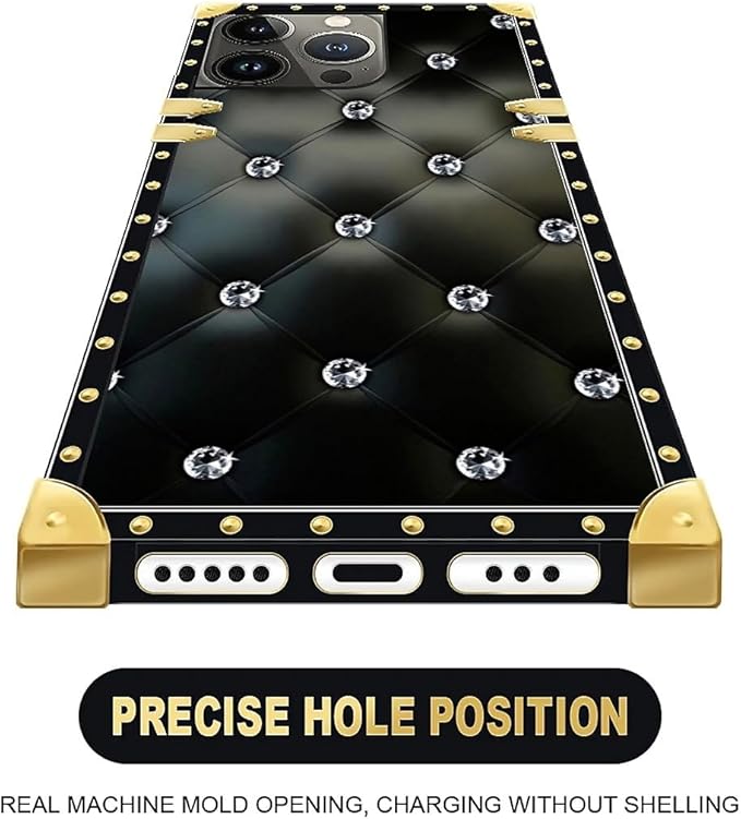 Compatible with iPhone 13 Pro Max Case, Shiny Black Sofa Crystal Luxury Golden Decoration for Girl Women Soft TPU Shockproof Protective Hard PC Back for iPhone 13 Pro Max