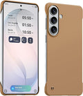 GRECAZO Slim Borderless for Samsung Galaxy S26 Plus Phone Case 6.7"(2026) Ultra-Thin Lightweight Frameless Matte Hard PC Cover Case with Pull Ring Minimalist Non Slip Rope-Mocha