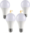 GEPLAD 4-Pack Upgrade Motion Sensor LED Light Bulbs 12W (100W Equivalent), A19 E26 Dusk to Dawn Bulb, Outdoor & Indoor, 5000K Daylight, 1200LM,Glass-Penetrating Sensor, Upward/Downward Mounting