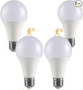GEPLAD 4-Pack Outdoor Motion Sensor LED Light Bulbs, 12W Dusk to Dawn Bulb, 3000K Soft White 1200LM, A19 E26 Glass-Penetrating Sensor, Upward/Downward Mounting,Perfect for Porch, Garage, Entryway
