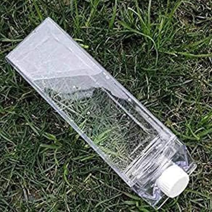 Jinberry 500ml/17Oz Cute Clear Milk Carton Water Bottle Portable Drinkware for Outdoor Climbing Tour or Camping