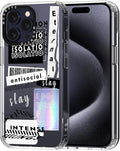 MOSNOVO Case for iPhone 15 Pro Max, [Buffertech 6.6ft Military-Grade Drop Protection] [Anti Peel Off Tech] Clear TPU Bumper Phone Case Cover Design - Slay