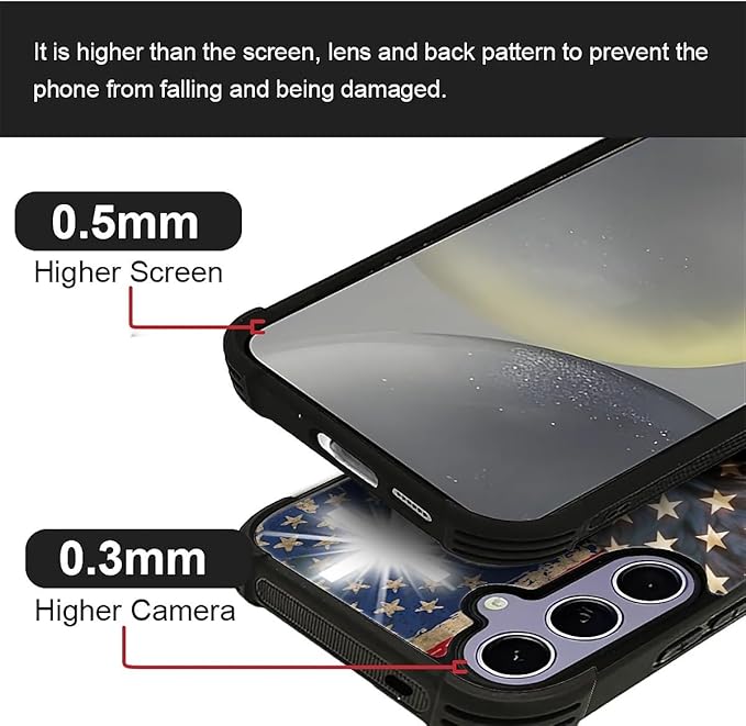 for Samsung Galaxy S24 S25 Case, Red American Flag Horse Cross Pattern Graphic Design Girl Boy Soft Silicone Hard Acrylic Shock Protection for Samsung Galaxy S24 S25