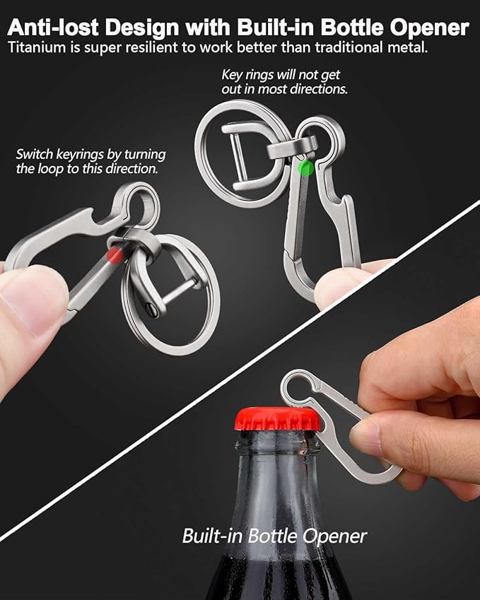 PJYTAC Key Chain Clip Titanium Carabiner Keychain Quick Release Carabiner for Keys Titanium Key Rings Heavy Duty