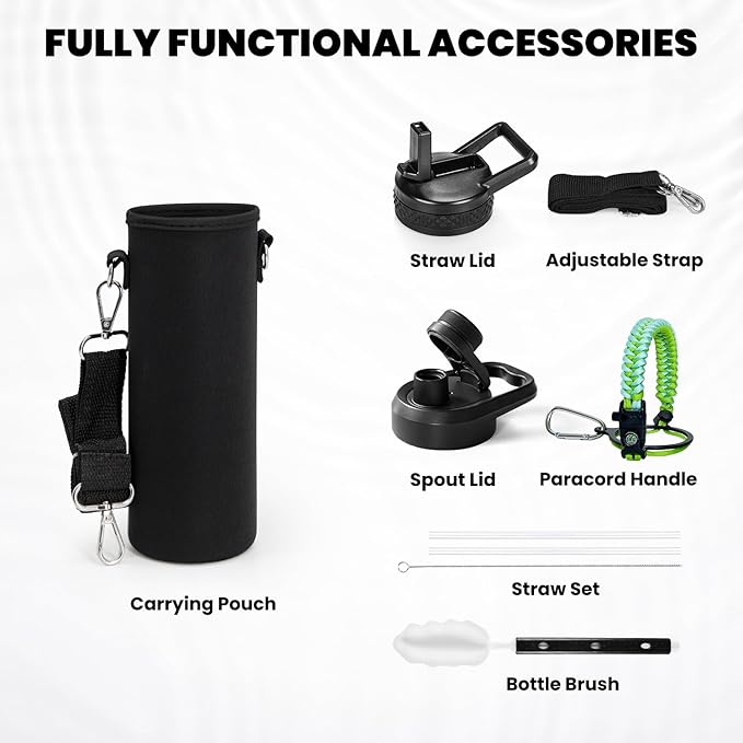 RAYMYLO Insulated Water Bottle 20 oz, Triple Wall Vacuum Stainless Steel (Cold for 24Hrs, Hot for 12Hrs), Leak Proof & Non-BPA, Kids Water Bottle Jug for School with Straw Spout Lids