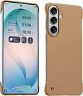 GRECAZO Slim Borderless for Samsung Galaxy S26 Phone Case 6.3"(2026) Ultra-Thin Lightweight Frameless Matte Hard PC Cover Case with Pull Ring Minimalist Non Slip Rope-Mocha