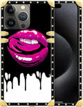 Compatible with iPhone 16 Pro Max Case, Black White Red Slap Sexy Luxury Golden Decoration for Girl Women Soft TPU Shockproof Protective Hard PC Back for iPhone 16 Pro Max
