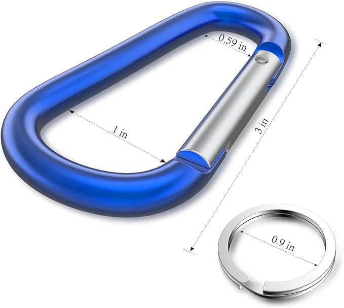 Carabiner Keychain Clip -3" Aluminum Carabiner D Ring, Caribeener Clips, Spring Snap Hook for Keychain Clip