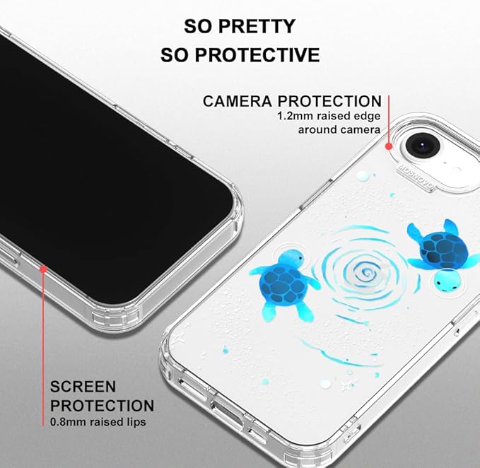 MOSNOVO for iPhone 17e Case/iPhone 16e Case, Shockproof Military-Grade Protection 6.6ft Drop Tested, Clear Phone Case for iPhone 16e / iPhone 17e, Space Turtle Design