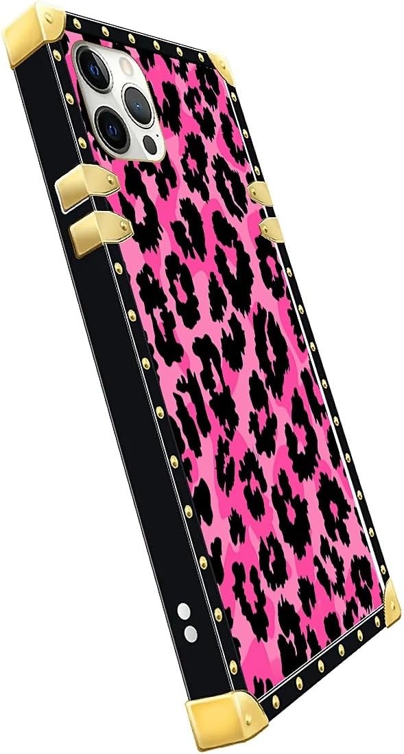 Compatible with iPhone 11 Pro Max Case, Pink Black Leopard Luxury Golden Decoration for Girl Women Soft TPU Shockproof Protective Hard PC Back for iPhone 11 Pro Max
