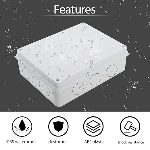 LeMotech Junction Box, Electrical Box IP65 Water Resistant Dustproof ABS Plastic Project Enclosure for Electronics White 10 x 7.9 x 3.1 inch