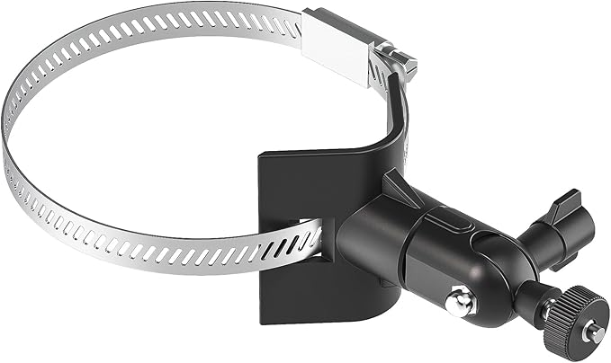 Universal Adjustable Stainless Mount Bracket Outdoor Security Camera 360 Degree Hoop Hose Clamp Pipe Poles Mount No-Drill Holes Compatible with Reolink/Nest/Arlo/Eufy/Wyze and Other Camera (Black)