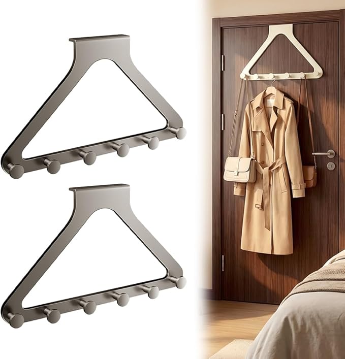 Over-The-Door Hanger Organizer, 2026 New Modern Over Door Hook, Heavy Duty Door Hanger for Home Office, Multi-Purpose Door Organizer for Family (Gray, 2pcs)