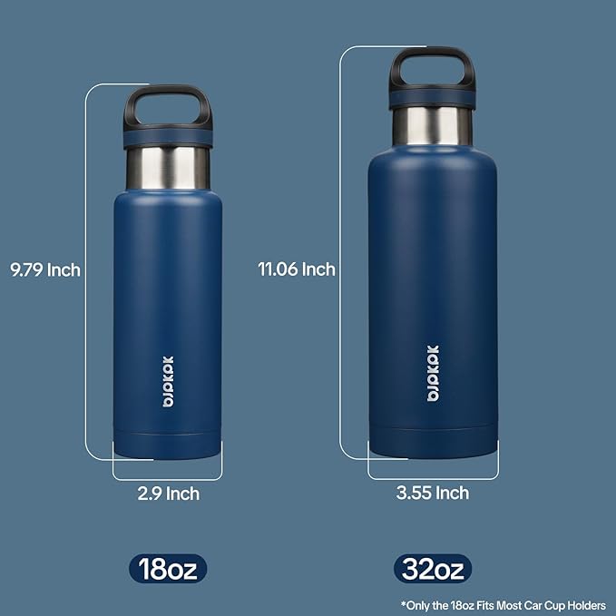 BJPKPK Insulated Water Bottle 18OZ Stainless Steel Water Bottle with Handle Double Walls Vacuum Insulated BPA Free Flask, Dark Blue