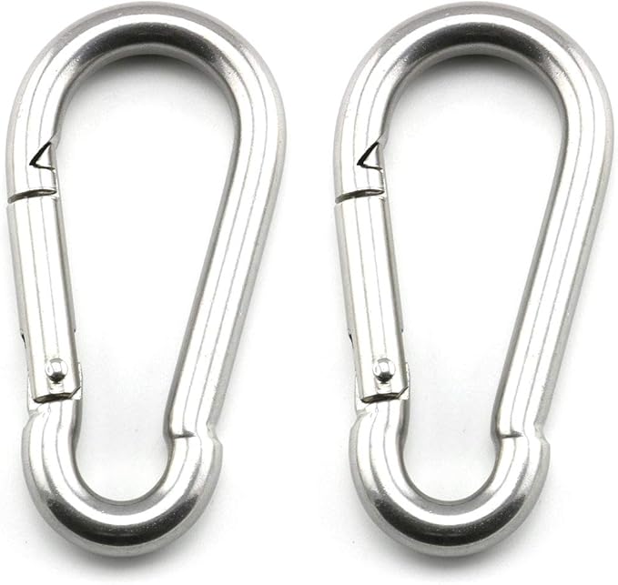 heyous 2 Set M8 Suspension Ceiling Wall Mount U Hook Anchor Hanger Stainless Steel Heavy Duty Multi Purpose Hammock Swing Ceiling Hook Strip Base Plate with Snap Hook