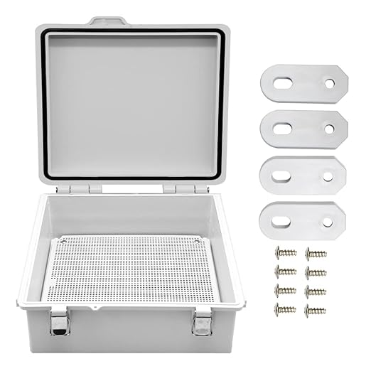 Large Hinged Cover Junction Box with Mounting Plate, Project Boxes Waterproof DIY Outdoor Electrical Enclosure, Low Voltage ABS Dustproof Case 13×13×5.1 inch(330×330×130mm)