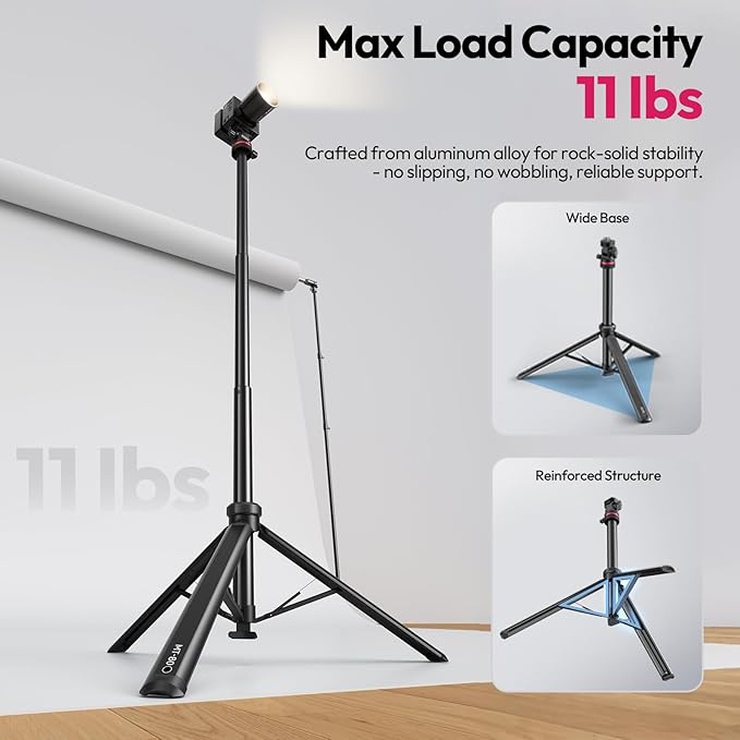 ULANZI MT-80 Aluminum Tripod Stand, 7FT Extendable Camera Phone Tripod for Travel, Auto Pop-Up, 1/4" Screw, 360 Ball Head Portable Photo Video Light Stand for DSLR Camera, Ring Light, Video Rig