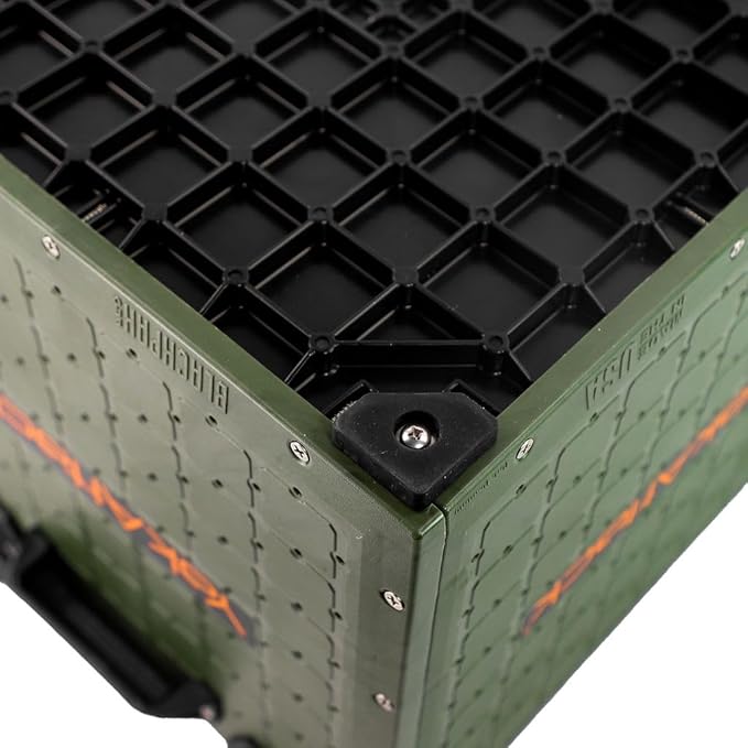 YakAttack BlackPak Pro Kayak Fishing Crate - Ranger Green | 13" x 13" Riggable Kayak Gear Storage System with Hinged Lid, GridLoc Mount Panels & 3 TetherTube Rod Holders | Lightweight Tankwell Crate
