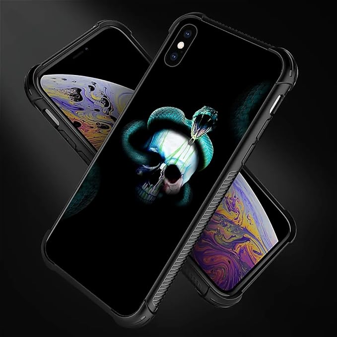 for iPhone Xs Max Case, Skeleton Winding Snake Pattern Graphic Design Girl Boy Soft Silicone Hard Acrylic Shock Protection for iPhone Xs Max