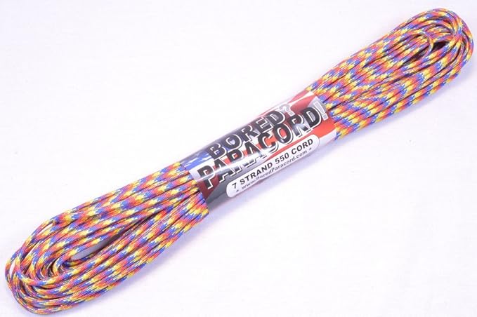 BORED? PARACORD! 550 lb Paracord – Ideal for Crafting, DIY Projects, Camping, Military & Active Outdoors – 300+ Colors – Tactical Parachute Cord Type III – Strong - GWOT - Global War on Terror 50 Feet