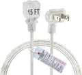 Clear Extension Cord 15 FT, Indoo/Outdoor 2 Prong Extension Cord with Flat Plug, Invisible Slim Extension Cable for Christmas Lights, Lamps & Holiday Lighting (18AWG, 10A/125V)