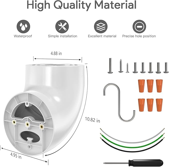 Eave Mount for Ring Floodlight Cam Wired Pro & (2nd Gen) / Plus, Ring Smart Lighting Floodlight Wired, Blink Wired Floodlight Camera, Wyze Flood Light Cameras V2/ Pro, and Roku Flood Light Cam - White