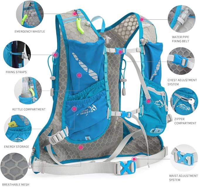 IX INOXTO Running Hydration Vest for Men Women Water Backpack for Running 3L Running Hydration Pack for Trail Running Marathon Race Hiking